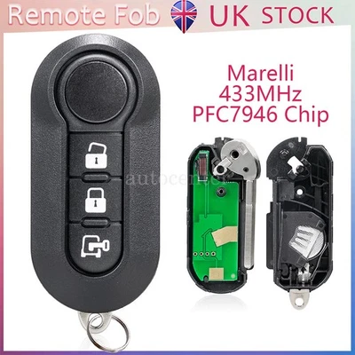 Full Remote Key Fob 3 Button 433MHz for Fiat Ducato Citroen Relay Peugeot Boxer