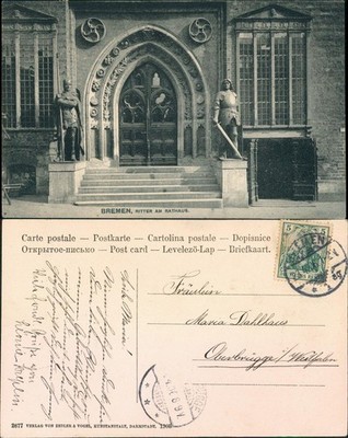 Ansichtskarte Bremen Ritter am Rathaus 1906