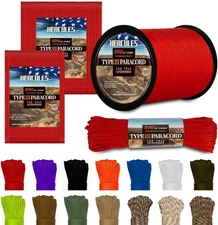 Type III Paracord 550 Paracord Rope Parachute Cord, 50' Imperial Red for Camping