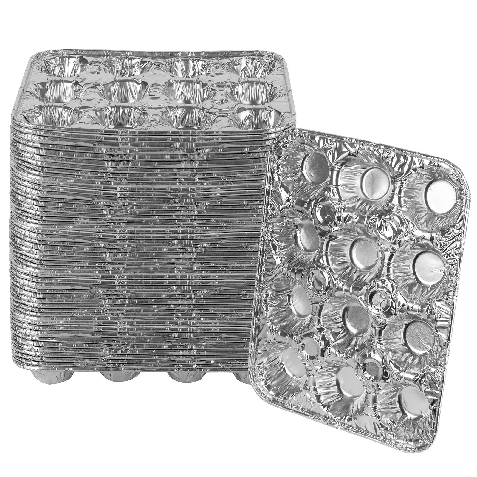 PLASTICPRO Aluminum Foil Muffin Pans Reusable and Disposable, Holds 12 Mini C...