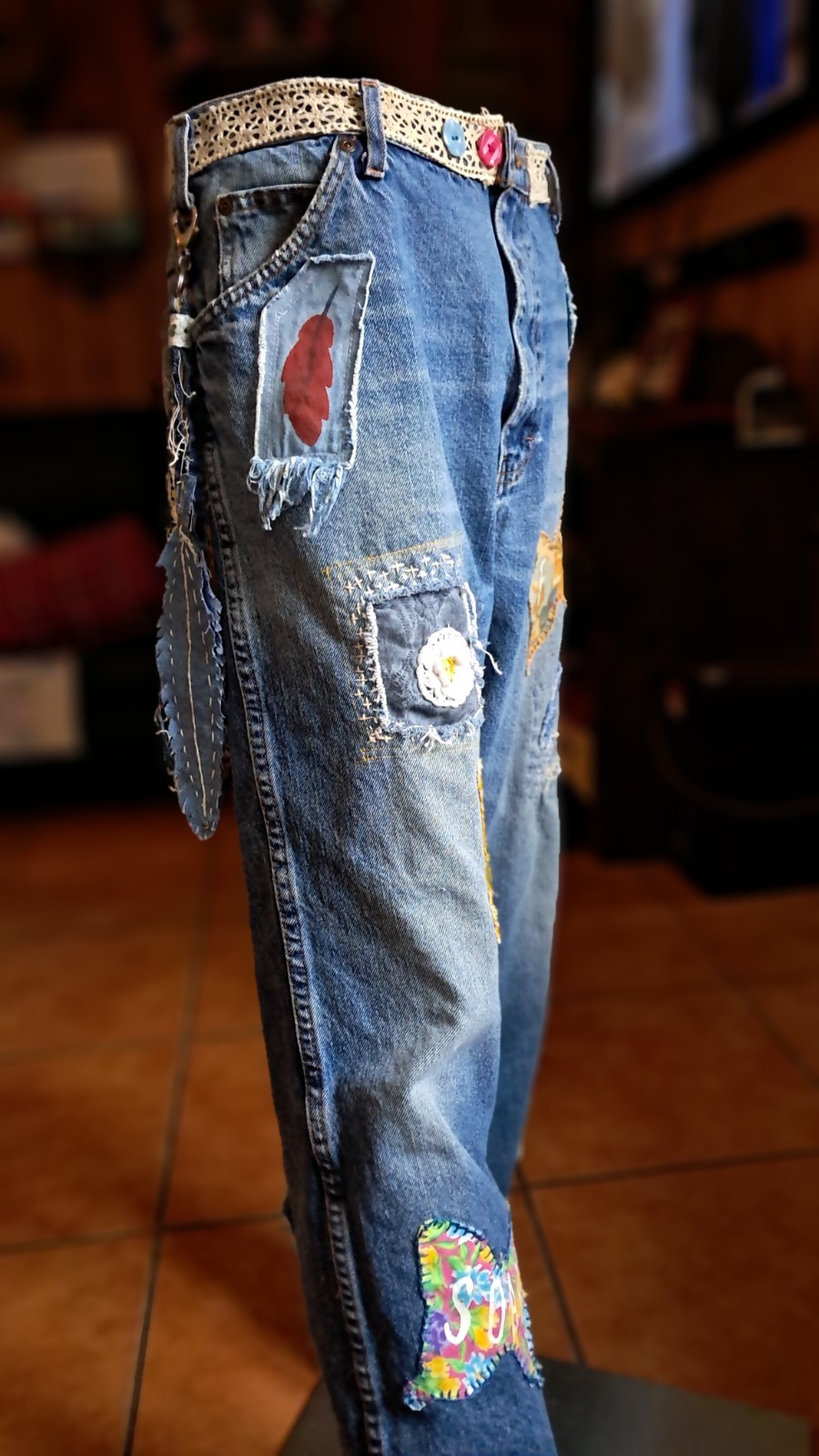 Upcycled  OOAK Reworked Boho   Patchwork Boyfrien… - image 2