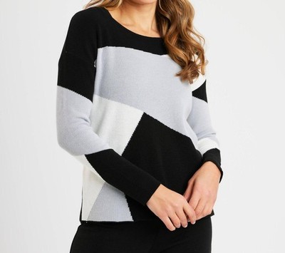 Angel Apparel Color Block V-Neck Sweater Size S