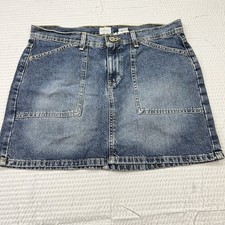Vtg Y2K Calvin Klein Women's Denim Blue Jean Skirt Size 11 Flat Front Pockets