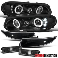 Fit 98-02 Camaro Black Halo Led Projector Headlights Frontrear Bumper Lights