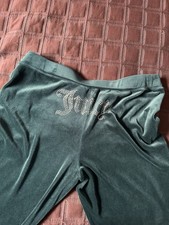  NEW  Juicy Couture Velour Rhinestone Bling Sea Deep Teal Pants LARGE