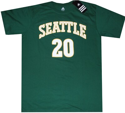 Seattle Super Sonics Gary Payton Throwback Adidas Dark Green T Shirt New tags