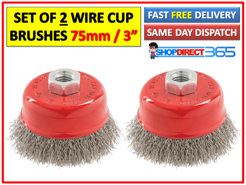 2 x Wire Cup Brush Wheel 75mm 3" for Angle Grinder M14 Crimped Brass Coated 3-8X - Picture 2 of 3