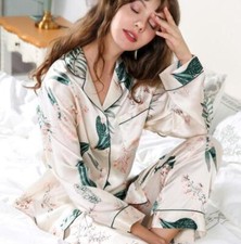 Women's 100 Pure Mulberry Silk Pajamas Set Floral Print Silk Sleepwear