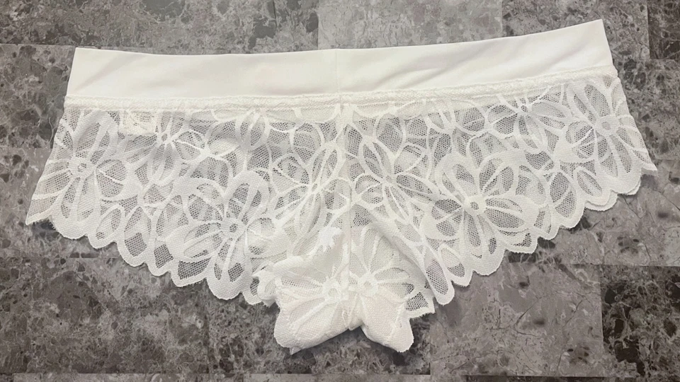 NUEVO CON ETIQUETAS BRAGAS HIPSTER CORTAS PARA NIÑOS FLIRTITUDE GRANDES BLANCAS ENCAJE FLORAL CINTURA LISA Foto 3 de 3