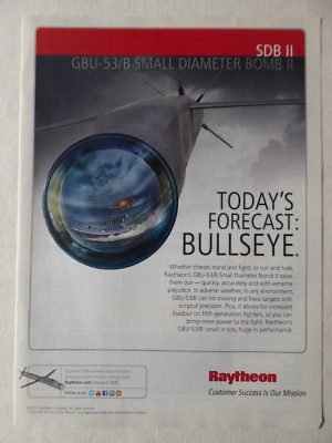 10/2012 PUB RAYTHEON GBU-53-B SDB II KLEINE DURCHMESSER BOMBE ORIGINAL ANZEIGE