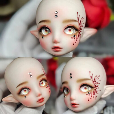 1/6 BJD Elf Hand Made Doll Head With Face Up Makeup Fairy Puppe Accessories 