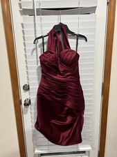 Bill Levkoff Night Gown Size 8 Polyester, burgundy zip up, tie,dress