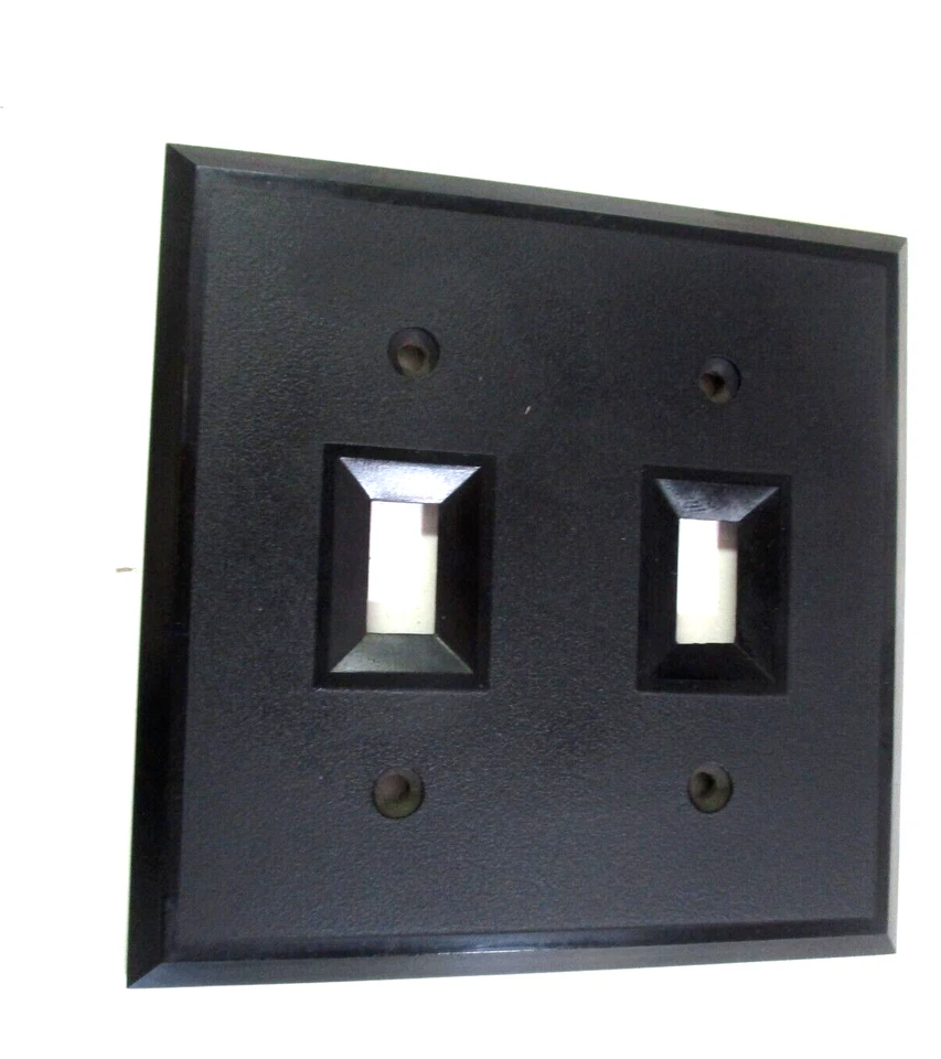 Cemco 7122 EE. UU. Baquelita Negra 2 Velocidades Interruptor Placa Pared Caja Cubierta Años 40 De Colección MCM Foto 2 de 4