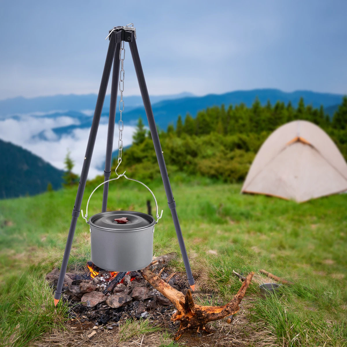 Camping Tripod Ring Hook Outdoor Picnic Grill Campfire Cooking