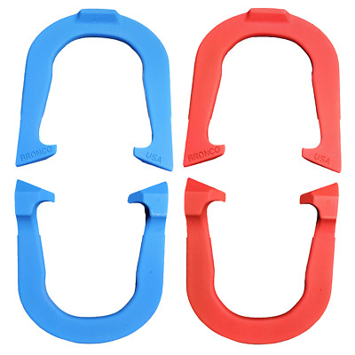 Bronco Highly Durable Pitching Horseshoes- 2 Pair, Red/Blue Made in USA