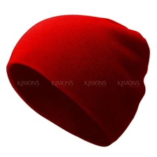 US Short Beanie Cuff Plain Knit Hat Winter Solid Cap Slouchy Skull Ski Men Woman