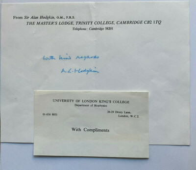 Sir Alan Lloyd Hodgkin  - Nobelpreis Medizin 1963 - original Autograph 