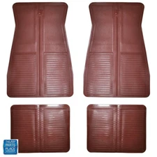 1973-1987 GM Cars Original OE Style "GM" Logo Rubber Floor Mat 4pc SET - MAROON
