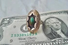 Vintage SHADOWBOX Navajo Native American Stamped Silver Turquoise RING Size 5.5
