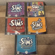 Lot Of 5 The Sims Game Hot Date Expansion Pack Unleashed Vacation Bundle For PC 