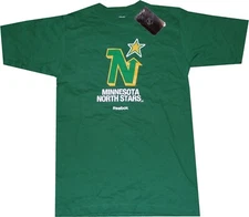 Minnesota North Stars Throwback Vintage Logo Green Reebok Shirt New Tags