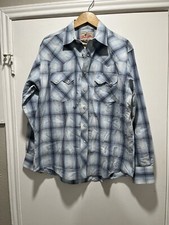 Wrangler Men s Western Cowboy Shirt Size Medium Plaid Blue EUC