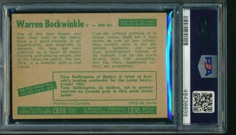 1955 Parkhurst Wrestling #21 PSA 5 Warren Bockwinkle beautiful eye appeal - Image 2 of 2
