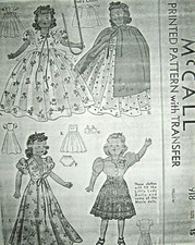 PATTERN for 15" Vintage Little Lady Doll -3 OUTFITS Cape Underwear