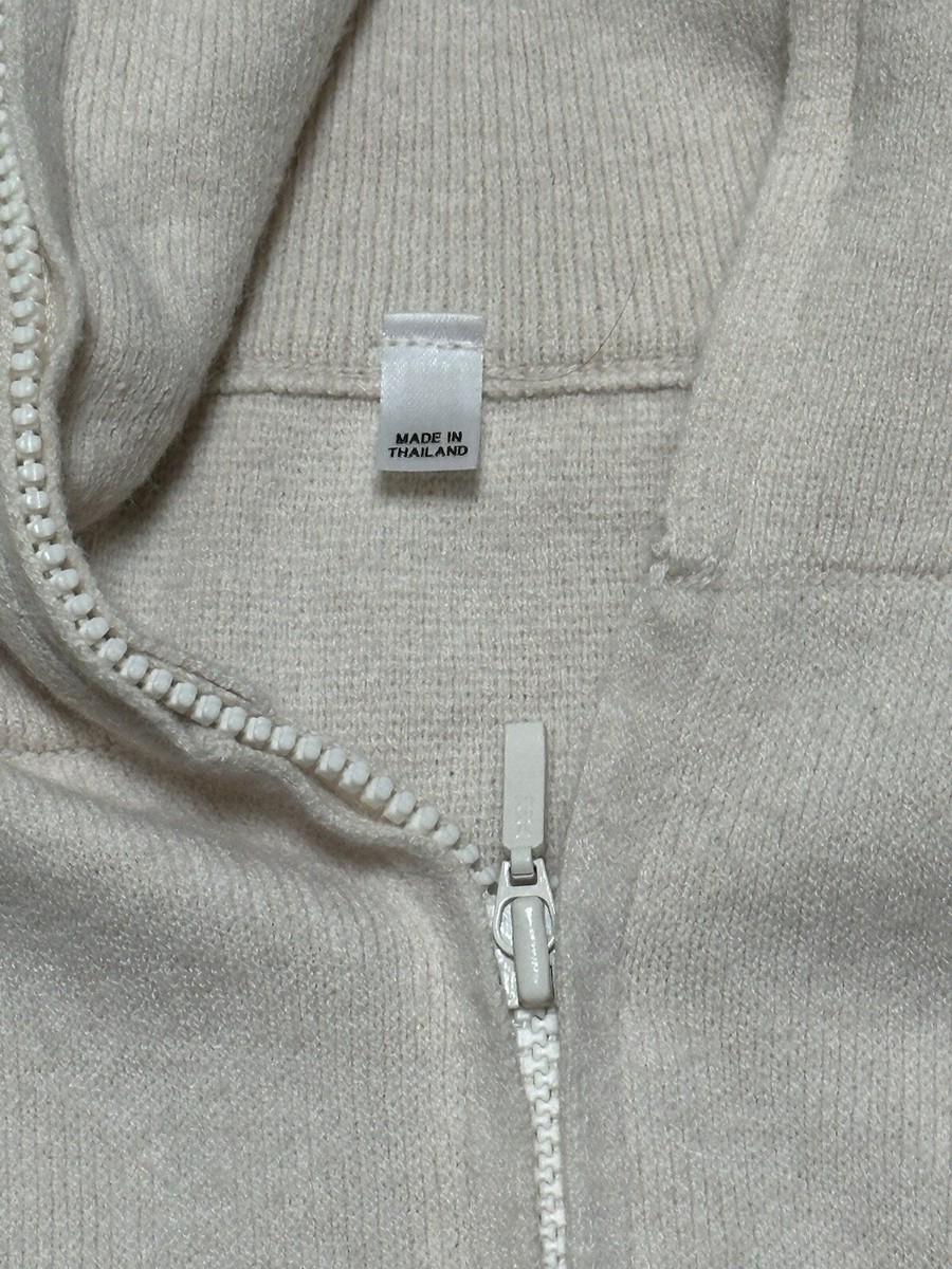 MUJI Women's Washable Milano Ribbed Half Zip Sweater Off White XL