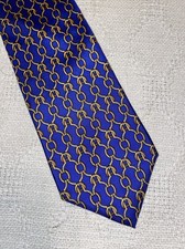 Brooks Brothers Makers Dress Tie Mens Size 56  3.75  Blue Chain Motif Business