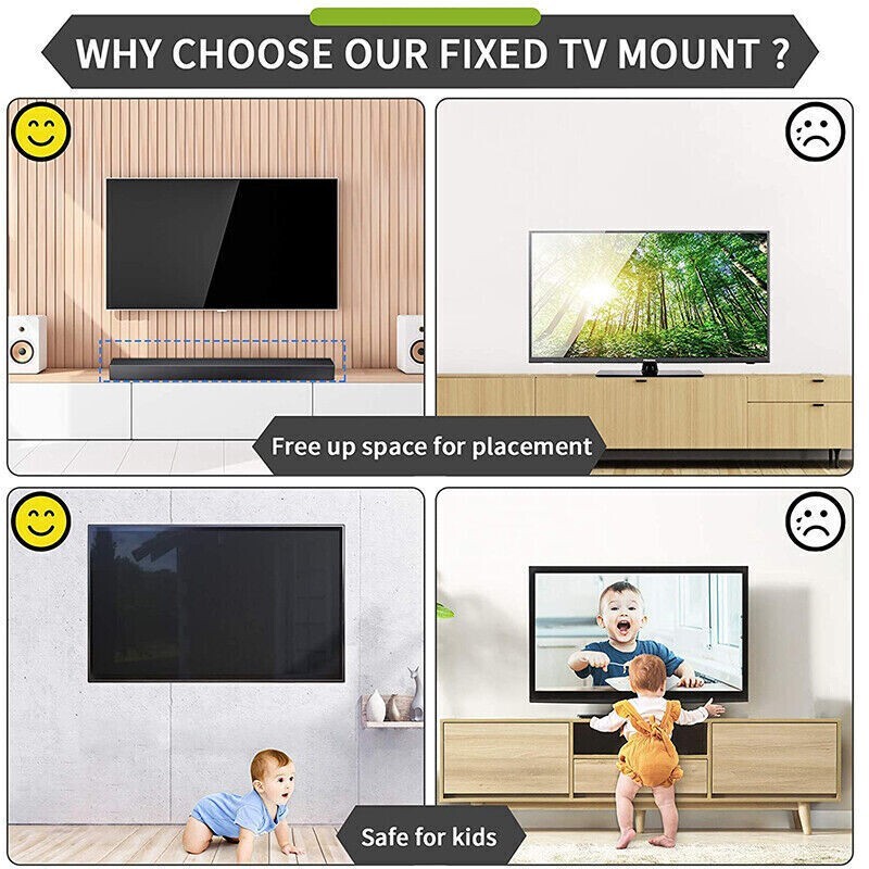 Universal TV Mount 26-63" Large Size Fixed TV Mount Wall Bracket Slim