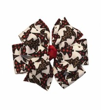 Buffalo Check Leopard Christmas Tree Pinwheel Hair Bow