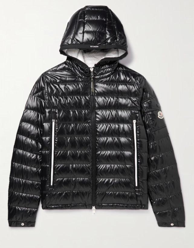 NEW Moncler Galion Logo-Appliquéd Quilted Jacket in Black size 2 #DC348