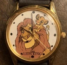 Authentic Disney Lion King Watch W/Mufasa & Simba-Leather Band