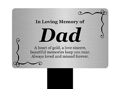 DAD Heart Memorial Remembrance Plaque Stake Grave Marker Plant Marker Waterproof Black and White Acrylic Outdoor Tribute