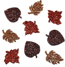 Jesse James Dress It Up Buttons - GLITTER AUTUMN LEAVES - 9 pcs