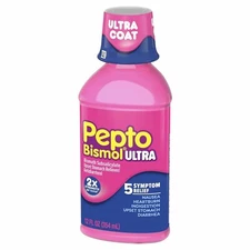 Pepto Bismol Ultra Bismuth Subsalicylate Upset Stomach Reliever 12 oz, Pack of 3