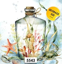 (5543) TWO Paper BEVERAGE / COCKTAIL Decoupage Art Craft Napkins - SEA BOTTLE