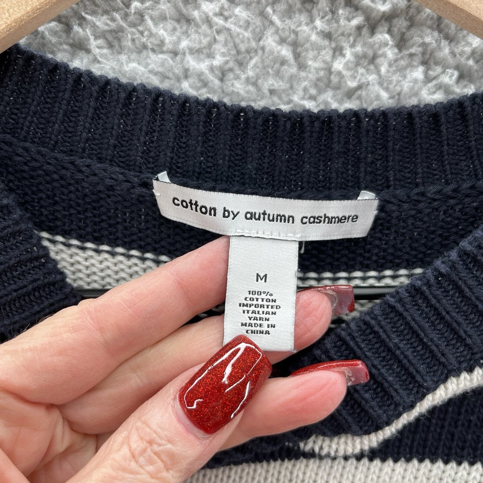 Suéter de cachemir de algodón por otoño para mujer mediano azul marino a rayas relajado náutico Foto 4 de 4