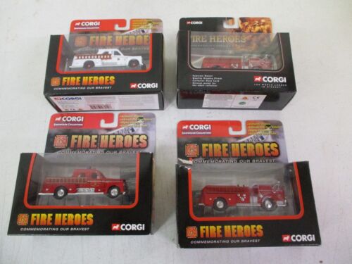 4 Corgi Fire Heroes Vehicles with Fire Trucks and Pumpers - Afbeelding 1 van 2