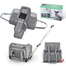 Pet Carrier 3 Sided Expandable Rolling on Wheels Expandable Premium Dog Cat Big
