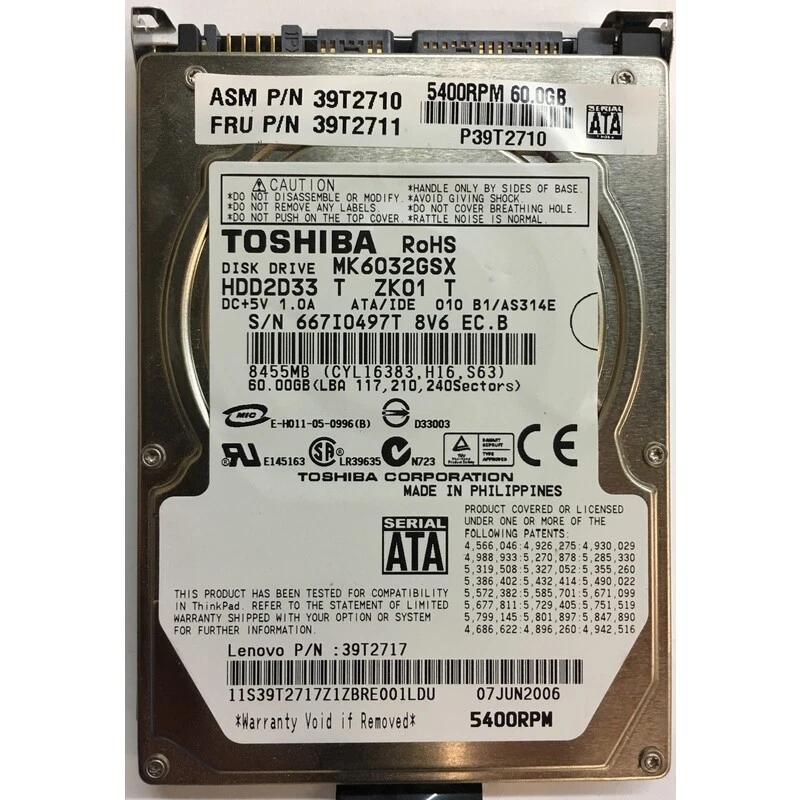 Lenovo Internal Hard Disk Drives 60 GB Storage Capacity for sale
