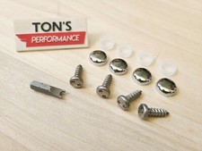 4 Theft Deterrent Auto Security License Plate Screws Stainless Steel Chrome Caps