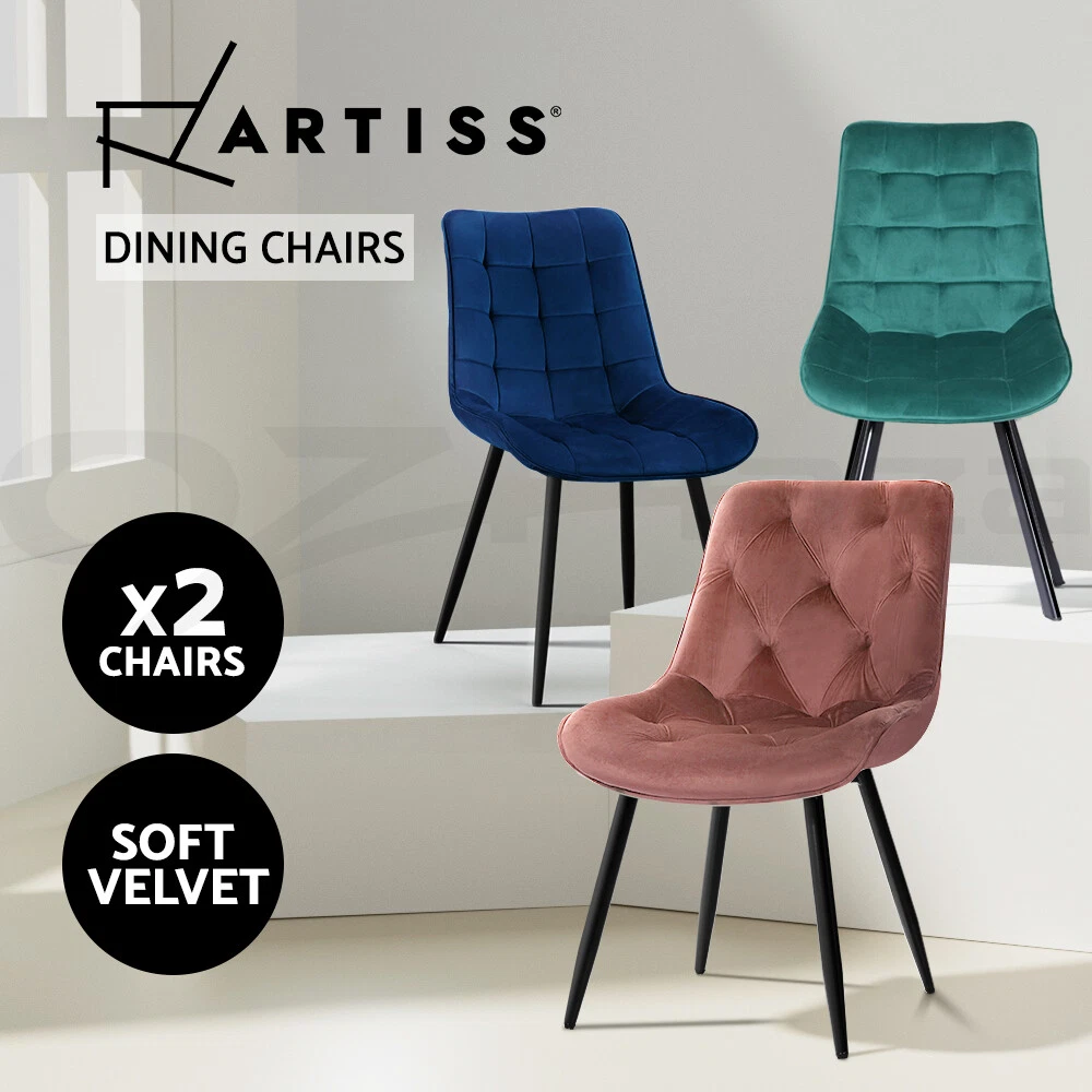 Artiss 2X Dining Chairs Velvet Covers Padded Seat Kitchen Cafe