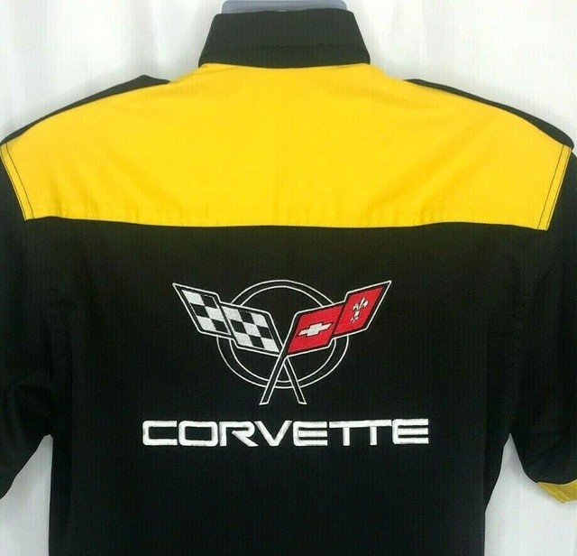 Chevrolet Corvette Mens XL Black Pit Crew Shirt Embroidered Short