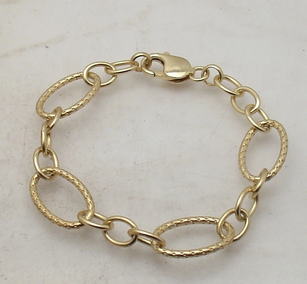 Bellezza Diamond Cut Oval Link Bracelet Lobster Clasp Solid Yellow Bronze - product detail image 1