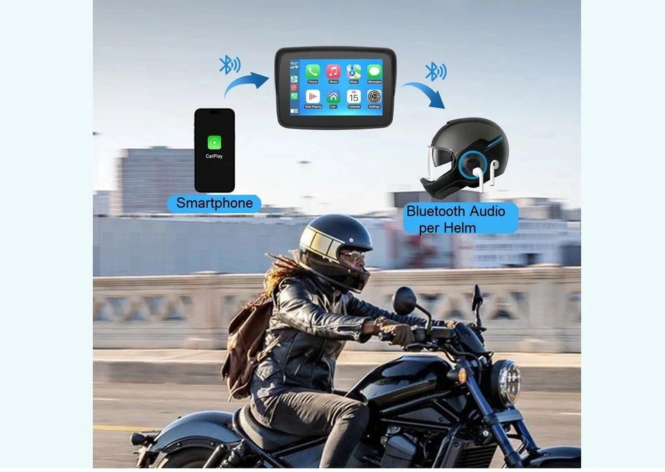 Kabelloser Carplay Bildschirm für Motorrad CarPlay & Android Auto Wasserdicht - Bild 4 von 4