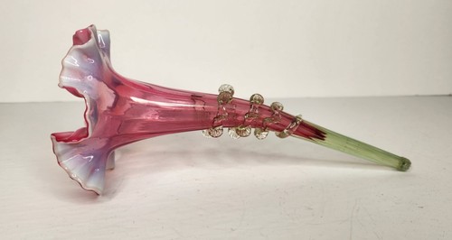 Antico flauto vittoriano francese Epergne parte mirtillo vetro vaselina opalescente - Foto 3 di 14