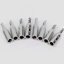 8PCS Brass Rhodium Plated Screw Locking BFA-Z Banana Plug Speaker Cord Connector