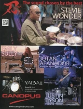 2017 Print Ad of Canopus Yaiba II Groove Drum Kit w Stevie Wonder Jotan Afanador